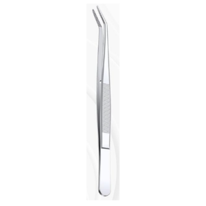 6.25" Stainless Steel Tweezers with Curved Serrated Tip